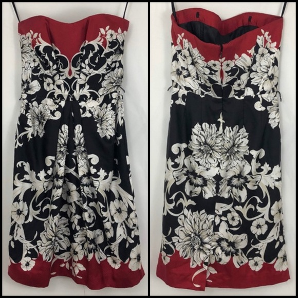 WHBM Silk Floral Jacquard Strapless Corset A-Line Cocktail Party Dress - Picture 4 of 6